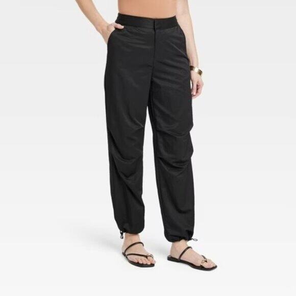 A NEW DAY High Rise Parachute Pants Black High Rise Woven Womens 0 - Picture 7 of 7